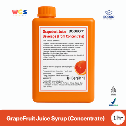 BODUO Grapefruit Juice Beverage Concentrate 1L - Sirup Jus Jeruk Bali Merah Segar & Asam Manis