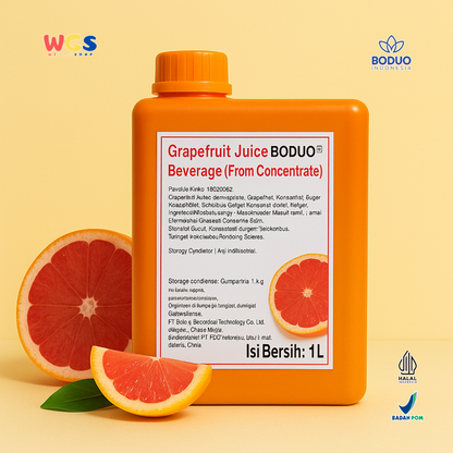 BODUO Grapefruit Juice Beverage Concentrate 1L - Sirup Jus Jeruk Bali Merah Segar & Asam Manis