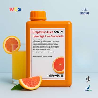 BODUO Grapefruit Juice Beverage Concentrate 1L - Sirup Jus Jeruk Bali Merah Segar & Asam Manis