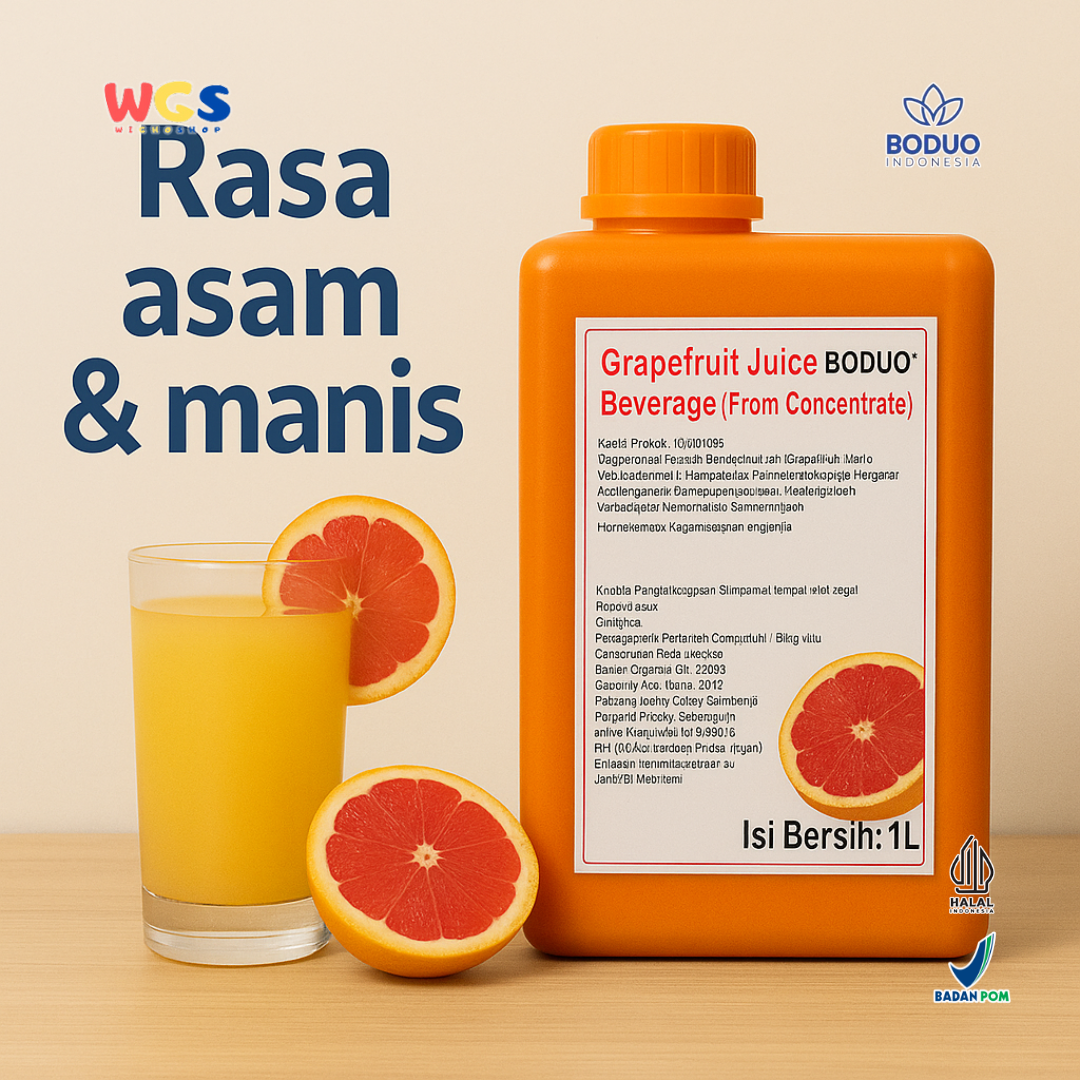 BODUO Grapefruit Juice Beverage Concentrate 1L - Sirup Jus Jeruk Bali Merah Segar & Asam Manis