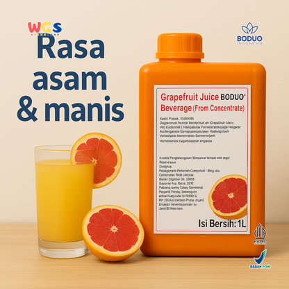 BODUO Grapefruit Juice Beverage Concentrate 1L - Sirup Jus Jeruk Bali Merah Segar & Asam Manis