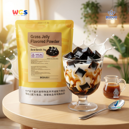 BODUO Grass Jelly Flavored Powder 1kg – Instant Grass Jelly Powder for Drinks &amp; Desserts