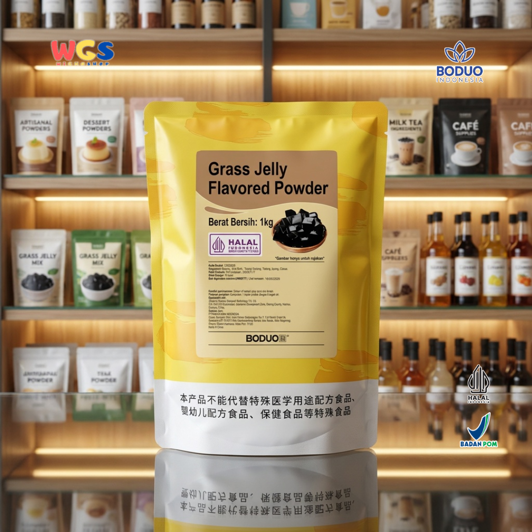 BODUO Grass Jelly Flavored Powder 1kg – Instant Grass Jelly Powder for Drinks &amp; Desserts