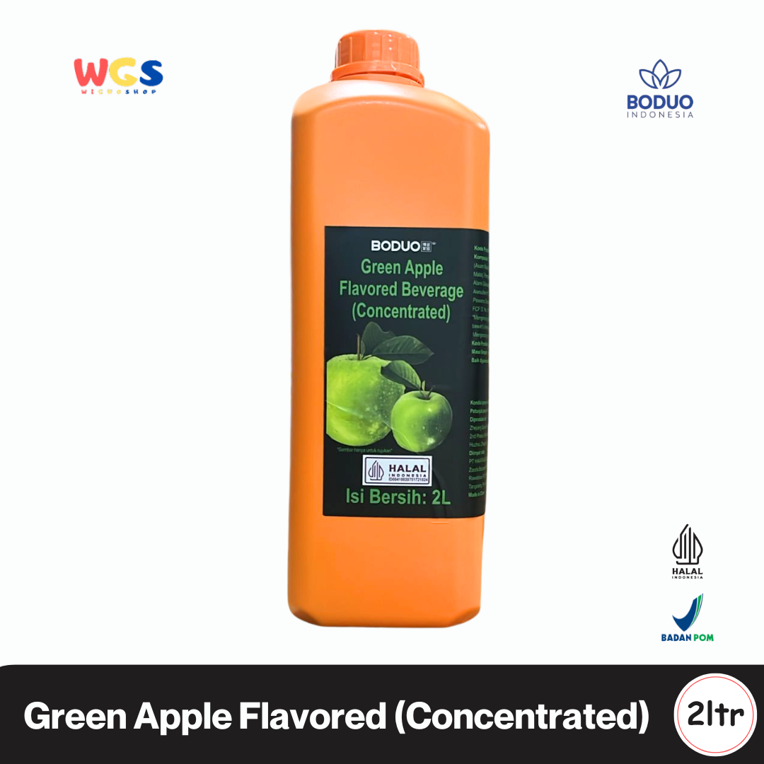 BODUO Green Apple Flavored Beverage Concentrate 2L – Sirup Apel Hijau Segar untuk Minuman & Topping