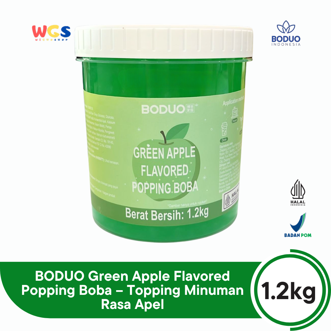 BODUO Green Apple Flavored Popping Boba 1.2kg – Topping Minuman Rasa Apel