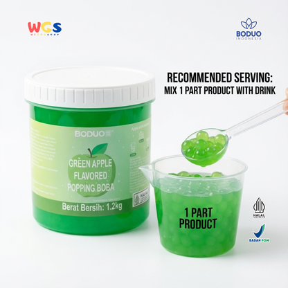 BODUO Green Apple Flavored Popping Boba 1.2kg – Topping Minuman Rasa Apel