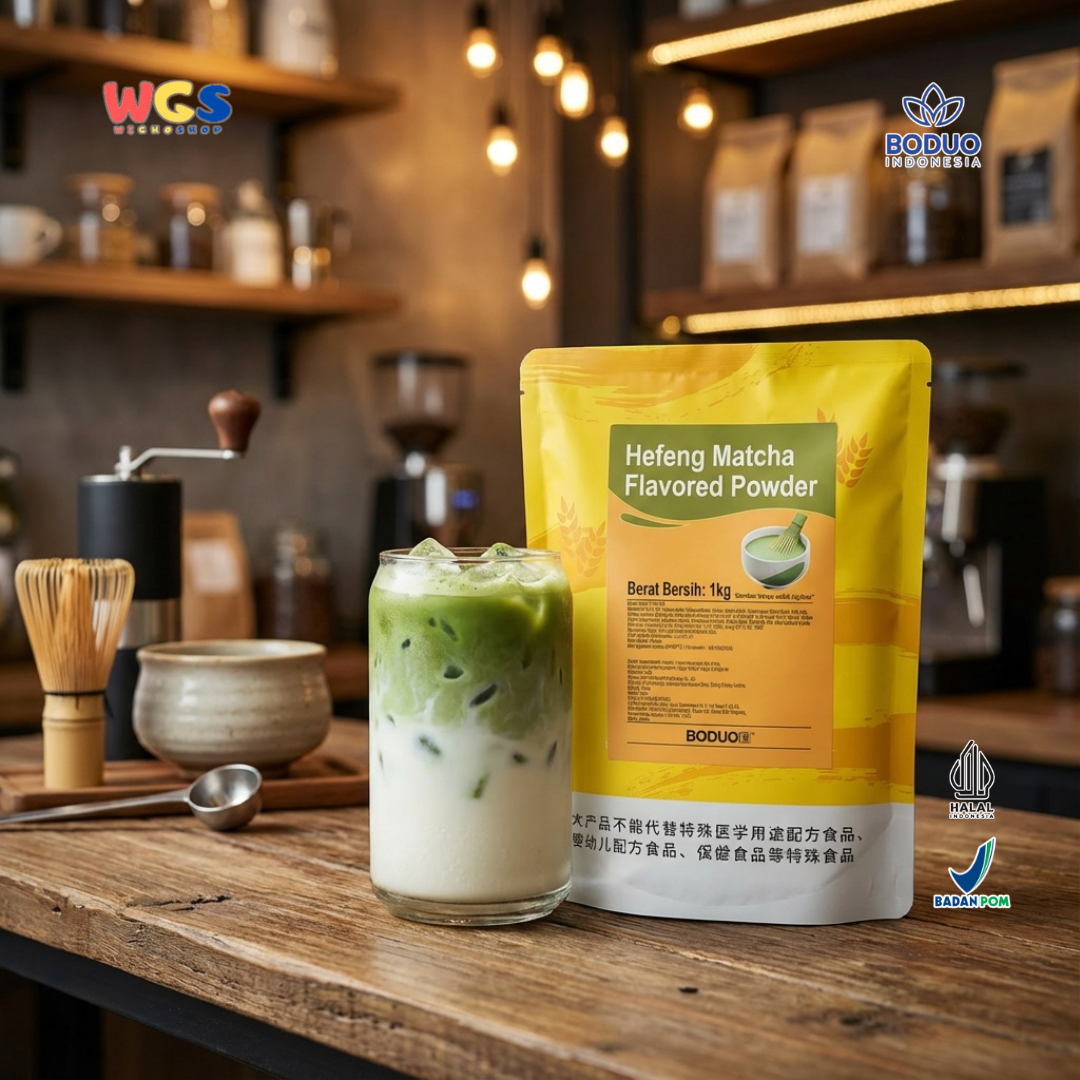 BODUO Hefeng Matcha Flavored Powder 1kg - Bubuk Matcha untuk Minuman Kekinian & Dessert