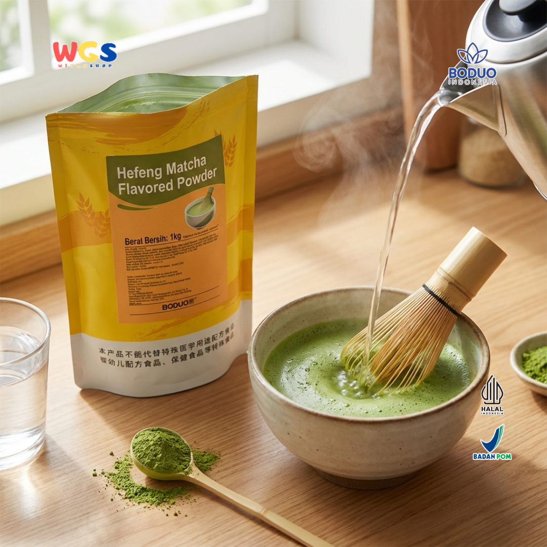 BODUO Hefeng Matcha Flavored Powder 1kg - Bubuk Matcha untuk Minuman Kekinian & Dessert