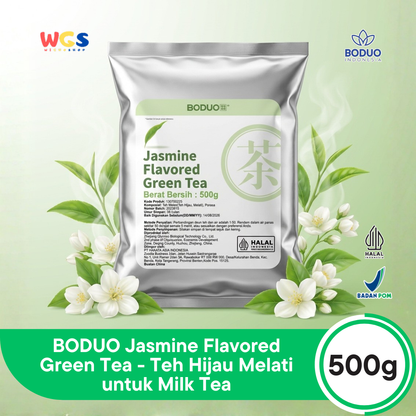 BODUO Premium Jasmine Flavored Green Tea – Jasmine Green Leaf Tea 500g – Halal and BPOM