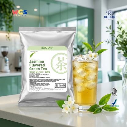 BODUO Premium Jasmine Flavored Green Tea – Jasmine Green Leaf Tea 500g – Halal and BPOM