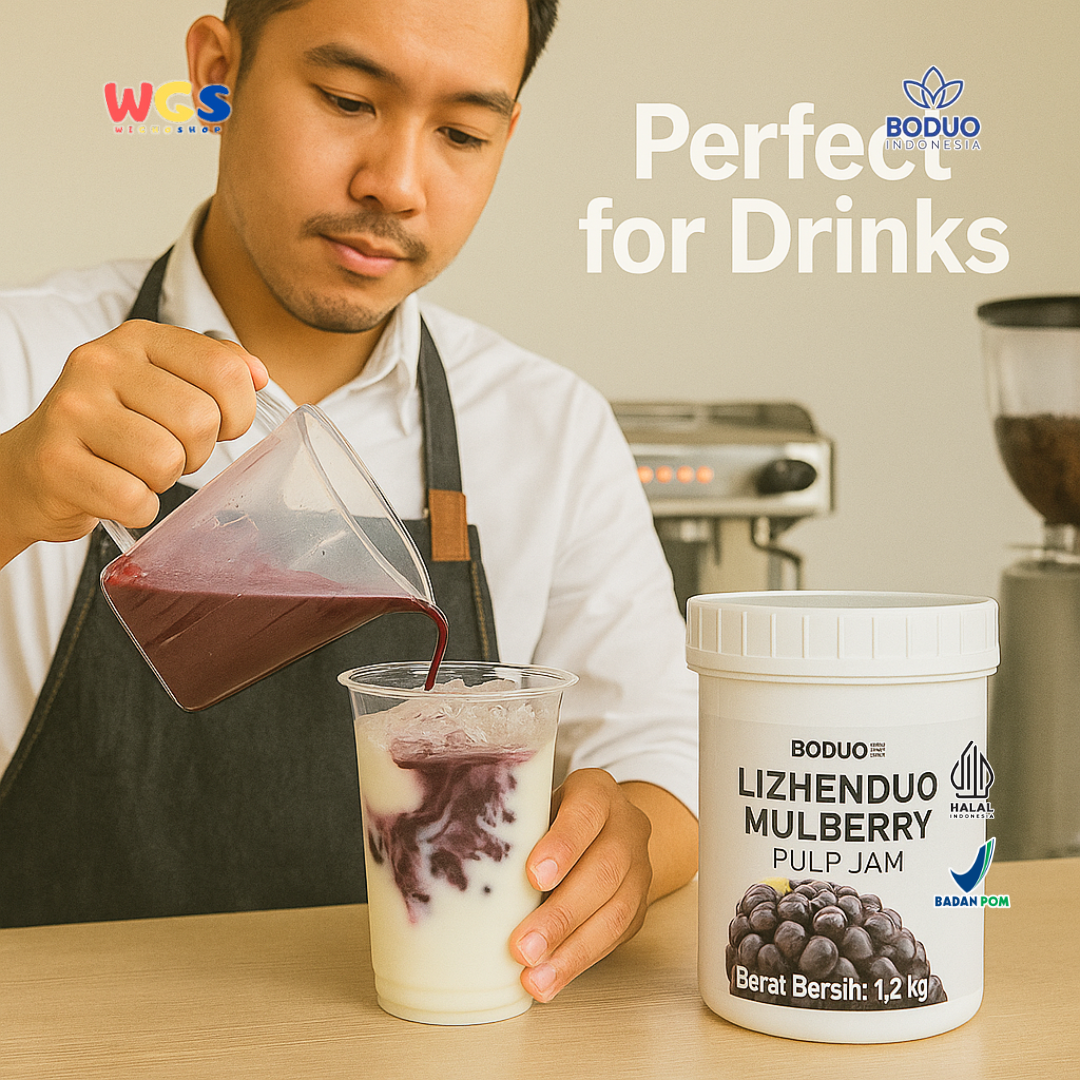 BODUO LIZHENDUO Mulberry Pulp Jam 1.2kg | Bahan Minuman Kekinian Rasa Buah Murbei Asli