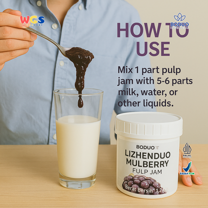 BODUO LIZHENDUO Mulberry Pulp Jam 1.2kg | Bahan Minuman Kekinian Rasa Buah Murbei Asli