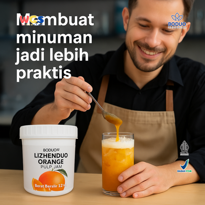 BODUO LIZHENDUO Orange Pulp Jam 1.2kg | Bahan Minuman Kekinian Rasa Jeruk