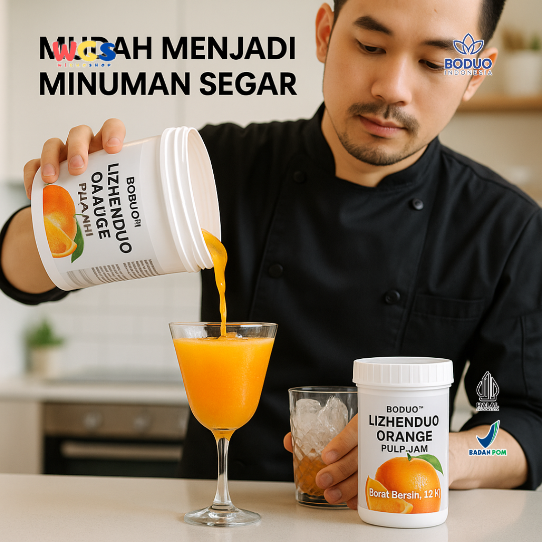 BODUO LIZHENDUO Orange Pulp Jam 1.2kg | Bahan Minuman Kekinian Rasa Jeruk