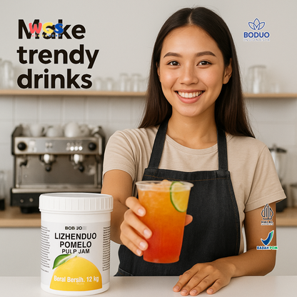 BODUO LIZHENDUO Pomelo Pulp Jam 1.2kg | Bahan Dasar Minuman Kekinian Rasa Jeruk Bali