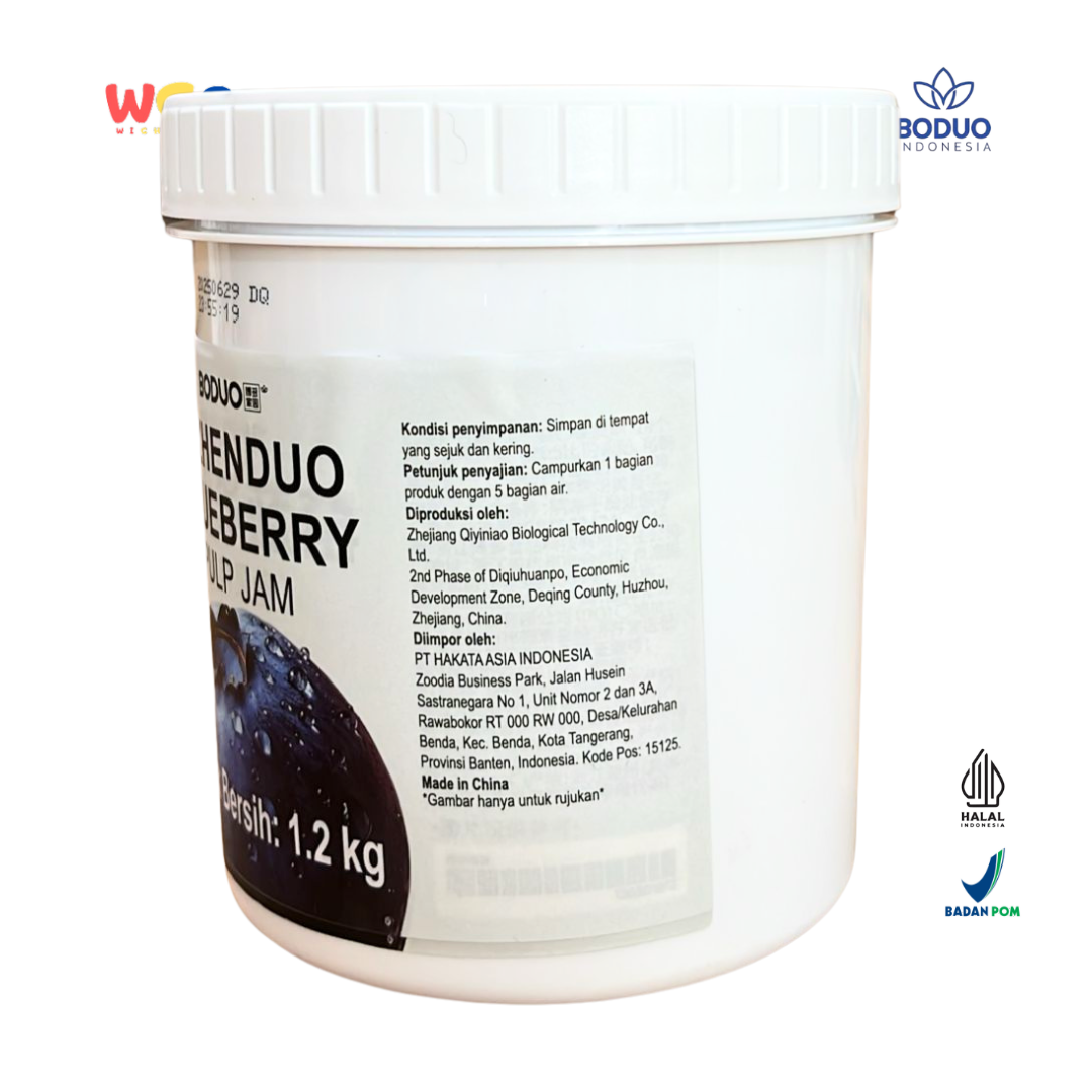 BODUO Lizhenduo Blueberry Pulp Jam 1.2 kg | Base Minuman & Topping Blueberry