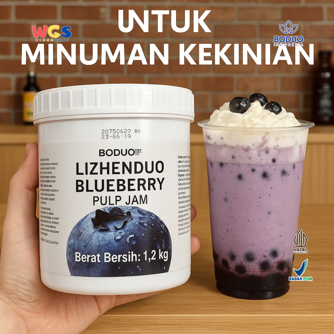 BODUO Lizhenduo Blueberry Pulp Jam 1.2 kg | Base Minuman & Topping Blueberry