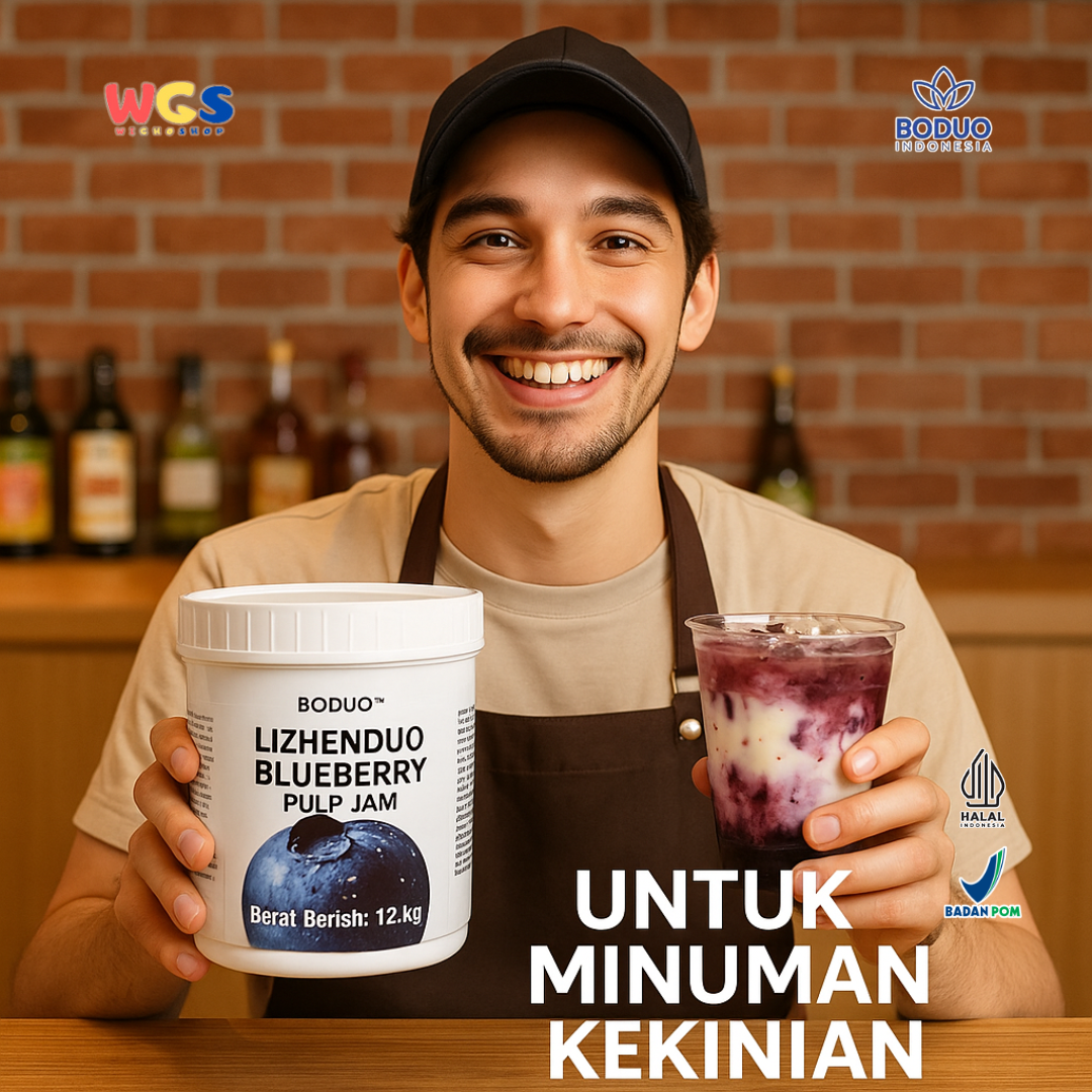 BODUO Lizhenduo Blueberry Pulp Jam 1.2 kg | Base Minuman & Topping Blueberry