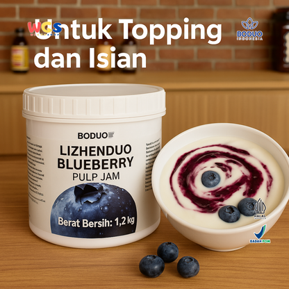 BODUO Lizhenduo Blueberry Pulp Jam 1.2 kg | Base Minuman & Topping Blueberry