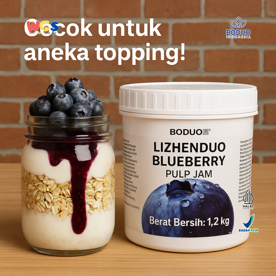 BODUO Lizhenduo Blueberry Pulp Jam 1.2 kg | Base Minuman & Topping Blueberry