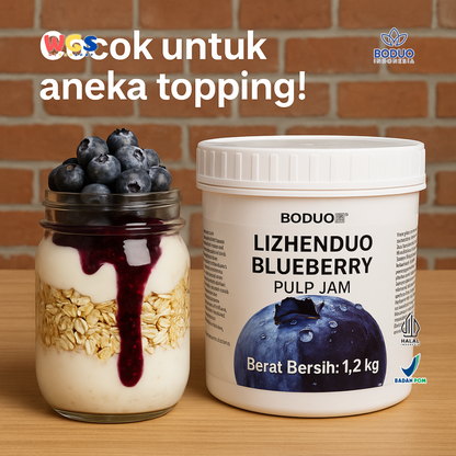 BODUO Lizhenduo Blueberry Pulp Jam 1.2 kg | Base Minuman & Topping Blueberry