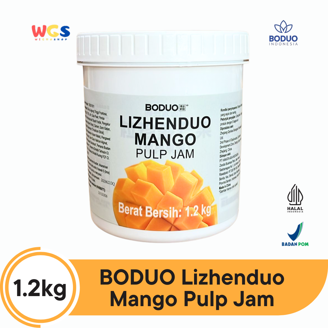 BODUO Lizhenduo Mango Pulp Jam 1.2 kg – Base Minuman & Topping Rasa Mangga