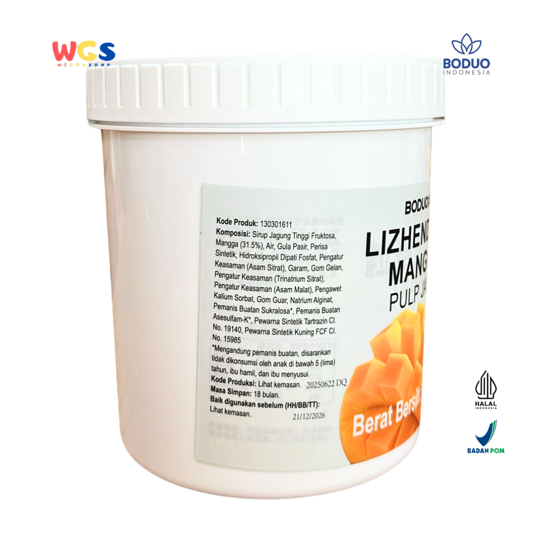 BODUO Lizhenduo Mango Pulp Jam 1.2 kg – Base Minuman & Topping Rasa Mangga