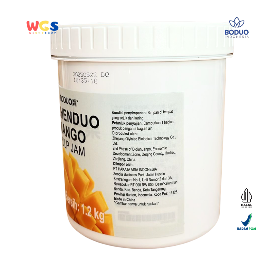 BODUO Lizhenduo Mango Pulp Jam 1.2 kg – Base Minuman & Topping Rasa Mangga