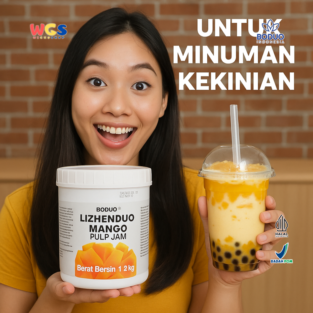 BODUO Lizhenduo Mango Pulp Jam 1.2 kg – Base Minuman & Topping Rasa Mangga