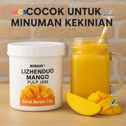 BODUO Lizhenduo Mango Pulp Jam 1.2 kg – Base Minuman & Topping Rasa Mangga