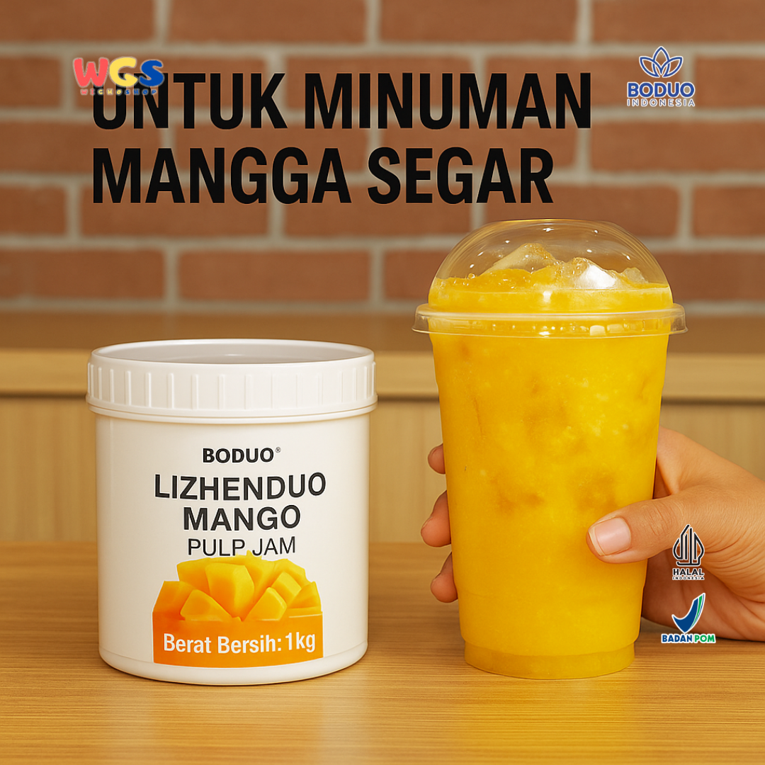 BODUO Lizhenduo Mango Pulp Jam 1.2 kg – Base Minuman & Topping Rasa Mangga