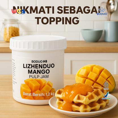 BODUO Lizhenduo Mango Pulp Jam 1.2 kg – Base Minuman & Topping Rasa Mangga