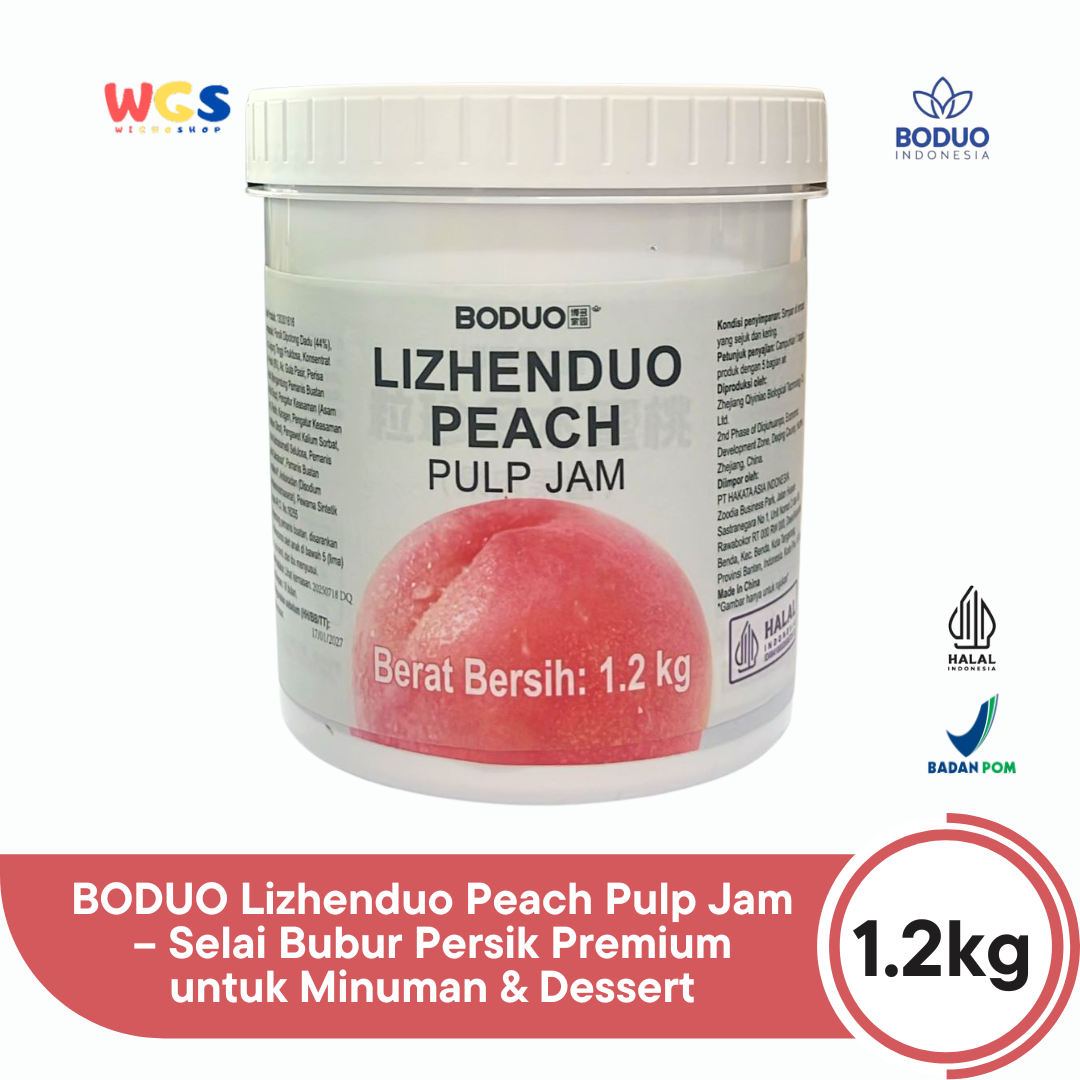 BODUO Lizhenduo Peach Pulp Jam 1.2kg – Selai Bubur Persik Premium untuk Minuman & Dessert