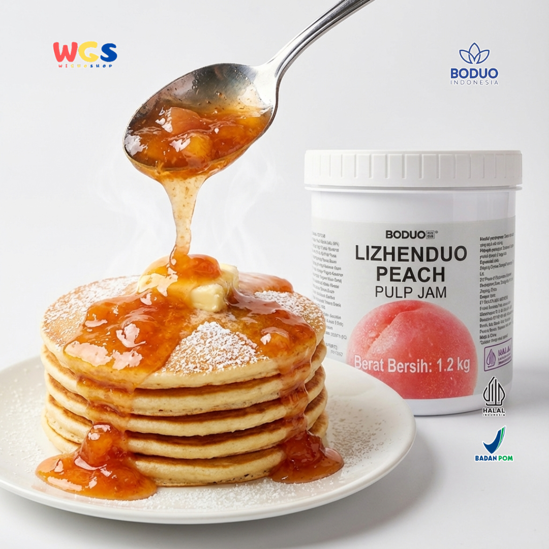 BODUO Lizhenduo Peach Pulp Jam 1.2kg – Selai Bubur Persik Premium untuk Minuman & Dessert
