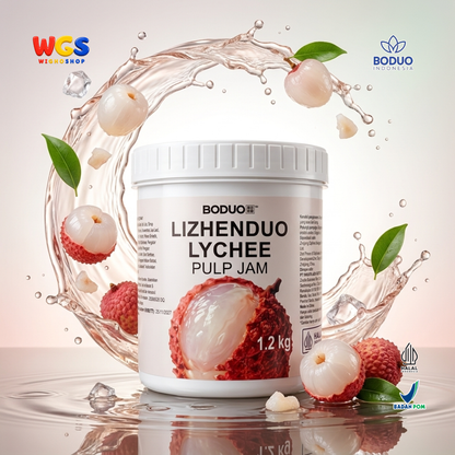 BODUO Lizhenduo Selai Pulp Leci 1.2kg - Lychee Pulp Jam Sirup Leci untuk Minuman Es Teh Soda Mocktail Dessert
