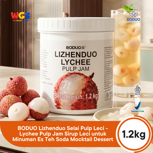 BODUO Lizhenduo Selai Pulp Leci 1.2kg - Lychee Pulp Jam Sirup Leci untuk Minuman Es Teh Soda Mocktail Dessert