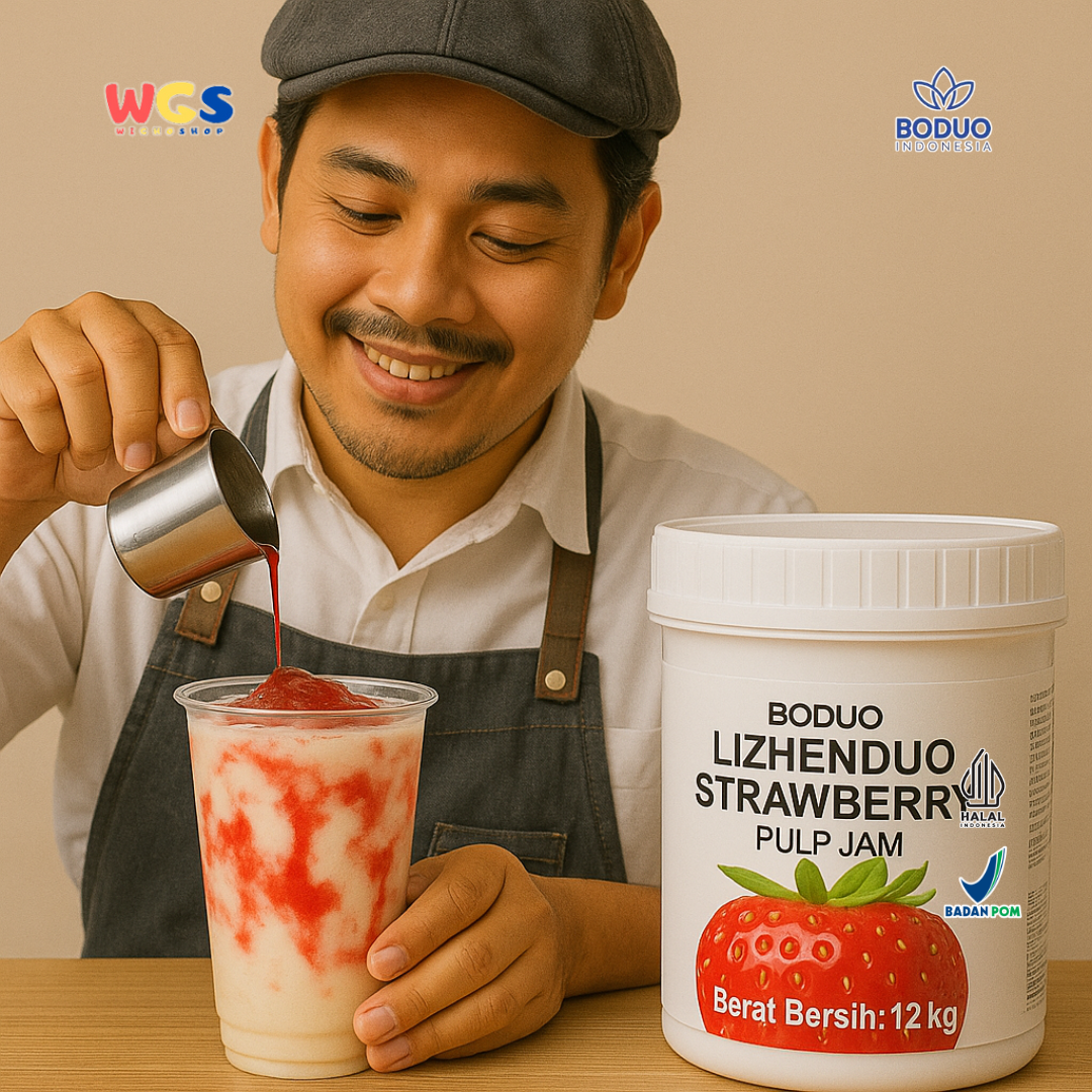BODUO Lizhenduo Strawberry Pulp Jam 1.2 kg | Base Minuman & Topping Stroberi