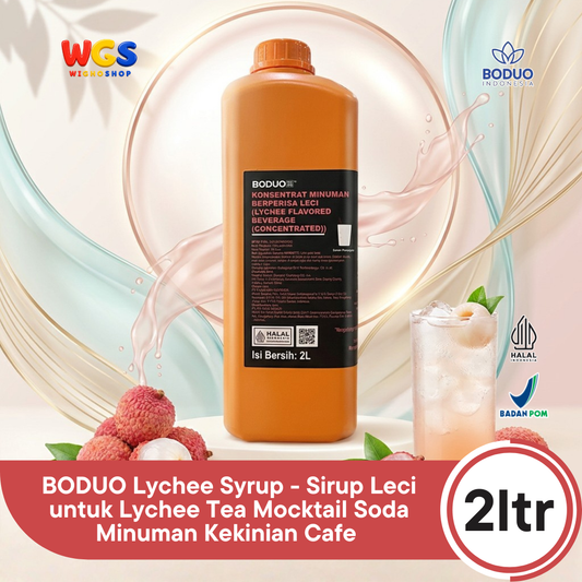 BODUO Lychee Syrup 2 Liter - Sirup Leci untuk Lychee Tea Mocktail Soda Minuman Kekinian Cafe