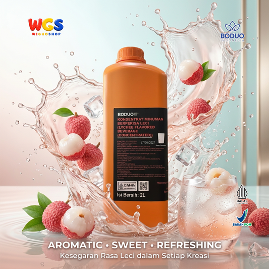 BODUO Lychee Syrup 2 Liter - Sirup Leci untuk Lychee Tea Mocktail Soda Minuman Kekinian Cafe