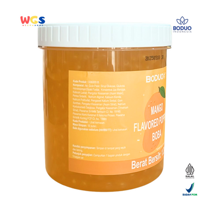 BODUO Mango Flavored Popping Boba 1.2kg - Boba Rasa Mangga Siap Pakai untuk Minuman dan Dessert