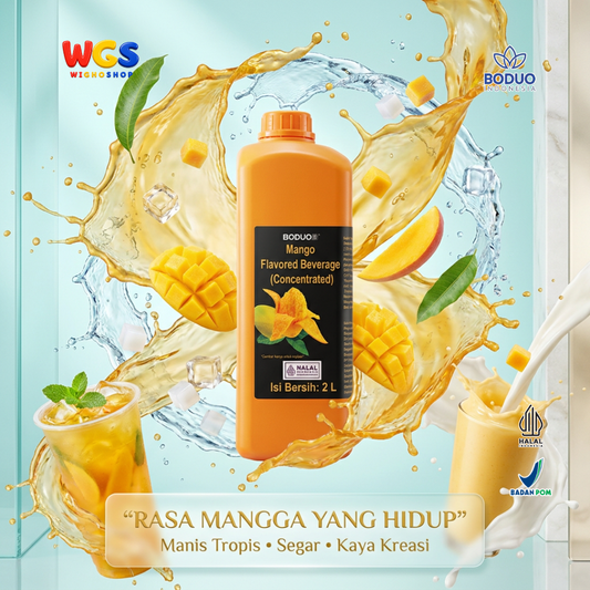 BODUO Mango Syrup 2 Liter - Sirup Mangga untuk Mango Tea Mocktail Soda Smoothie Minuman Cafe