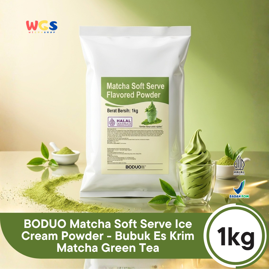 BODUO Matcha Soft Serve Ice Cream Powder 1kg - Bubuk Es Krim Matcha Green Tea