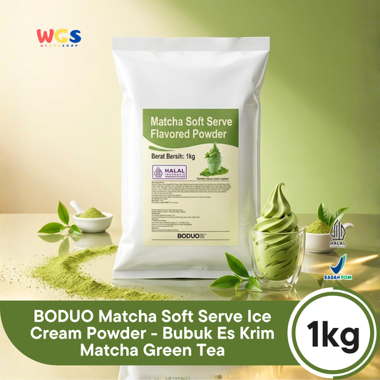 BODUO Matcha Soft Serve Ice Cream Powder 1kg - Bubuk Es Krim Matcha Green Tea