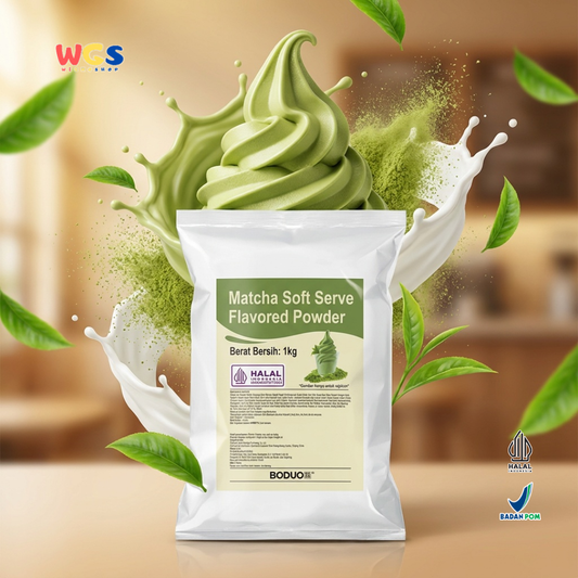 BODUO Matcha Soft Serve Ice Cream Powder 1kg - Bubuk Es Krim Matcha Green Tea