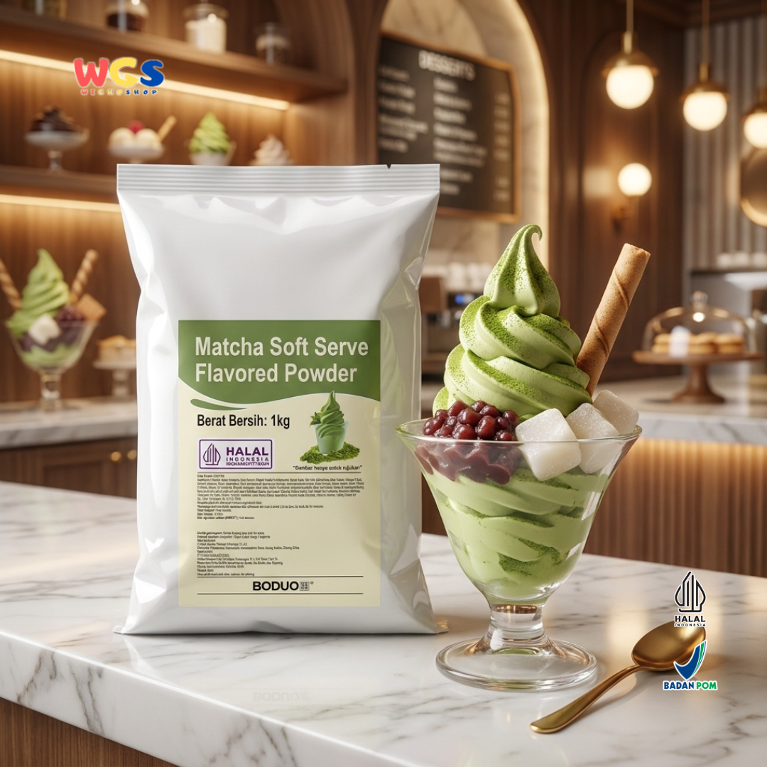 BODUO Matcha Soft Serve Ice Cream Powder 1kg - Bubuk Es Krim Matcha Green Tea