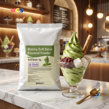 BODUO Matcha Soft Serve Ice Cream Powder 1kg - Bubuk Es Krim Matcha Green Tea