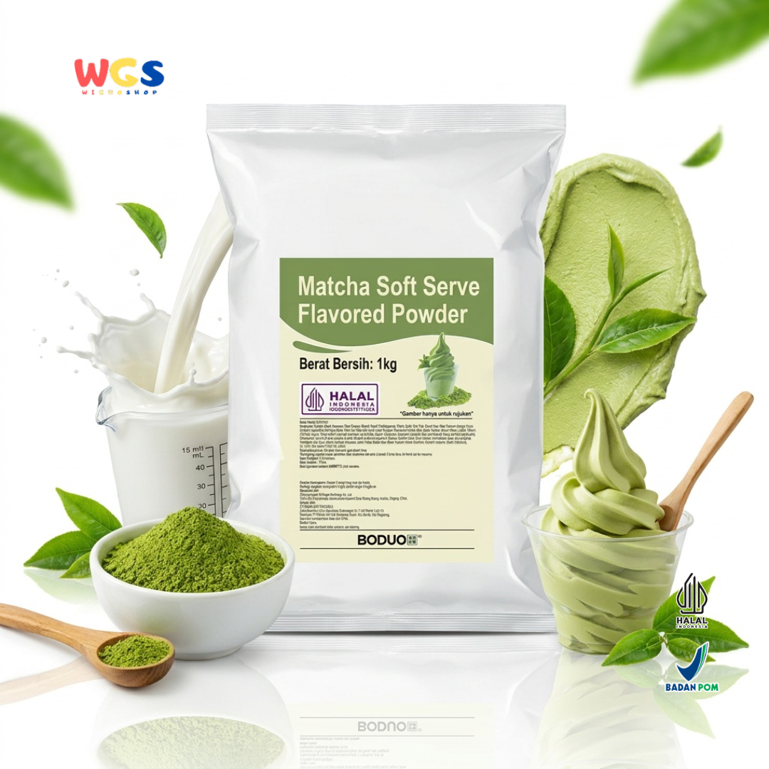 BODUO Matcha Soft Serve Ice Cream Powder 1kg - Bubuk Es Krim Matcha Green Tea