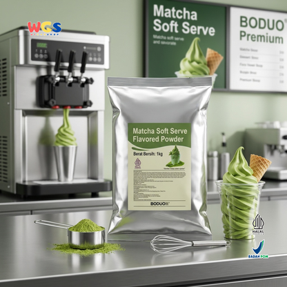 BODUO Matcha Soft Serve Ice Cream Powder 1kg - Bubuk Es Krim Matcha Green Tea