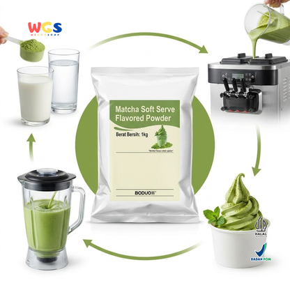 BODUO Matcha Soft Serve Ice Cream Powder 1kg - Bubuk Es Krim Matcha Green Tea