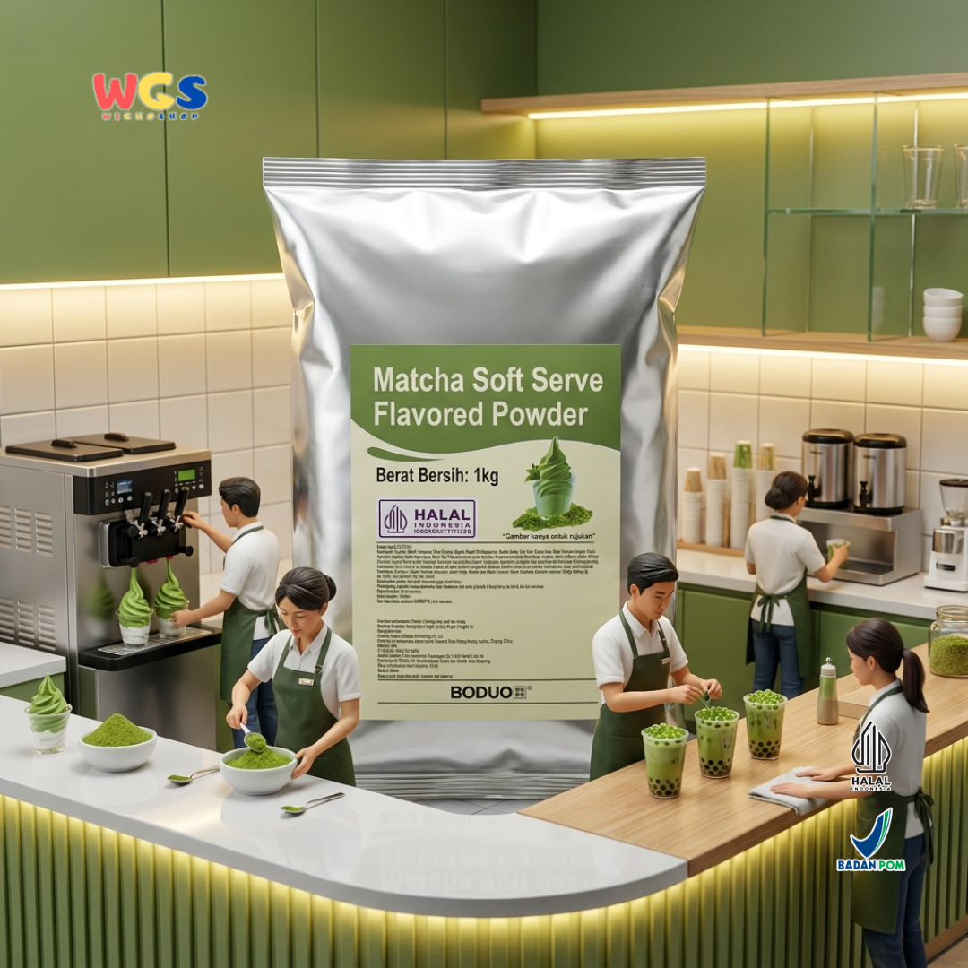 BODUO Matcha Soft Serve Ice Cream Powder 1kg - Bubuk Es Krim Matcha Green Tea